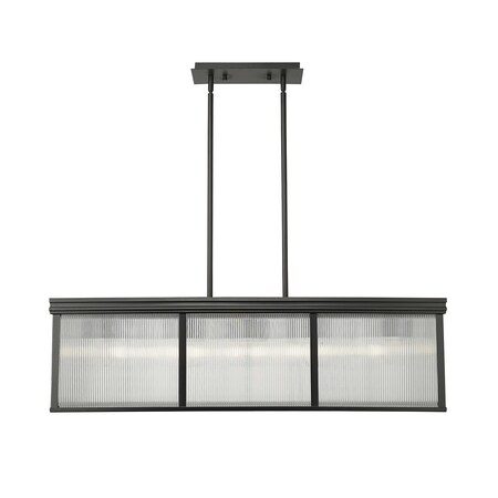 Z-Lite Carnaby Pendant, 10-Light, 12 In.W x 42.25 In.L x 12 In.H, Matte Black/Clear Ribbed 7504-42L-MB